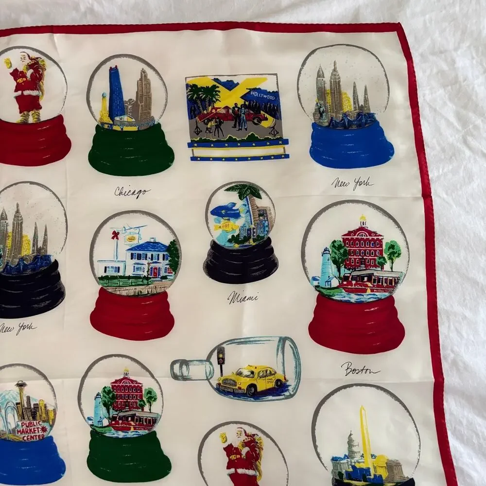 Echo for Talbots Silk Scarf Snow Globes DC Chicago New York Boston Miami Seattle